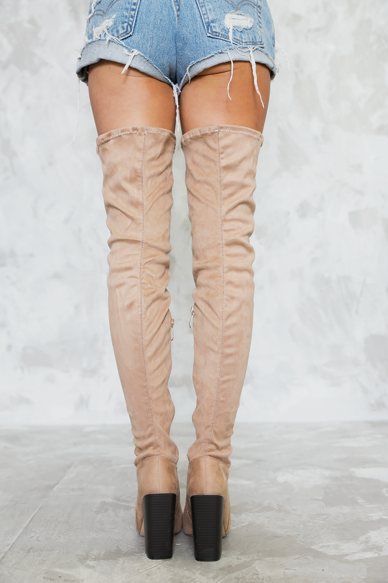 Heart on Fire Thigh High Boots - Nude - Haute & Rebellious