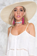 Pom-Pom Floppy Brim Straw Hat - Cream - Haute & Rebellious