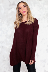 Basic Knit Sweater - Maroon