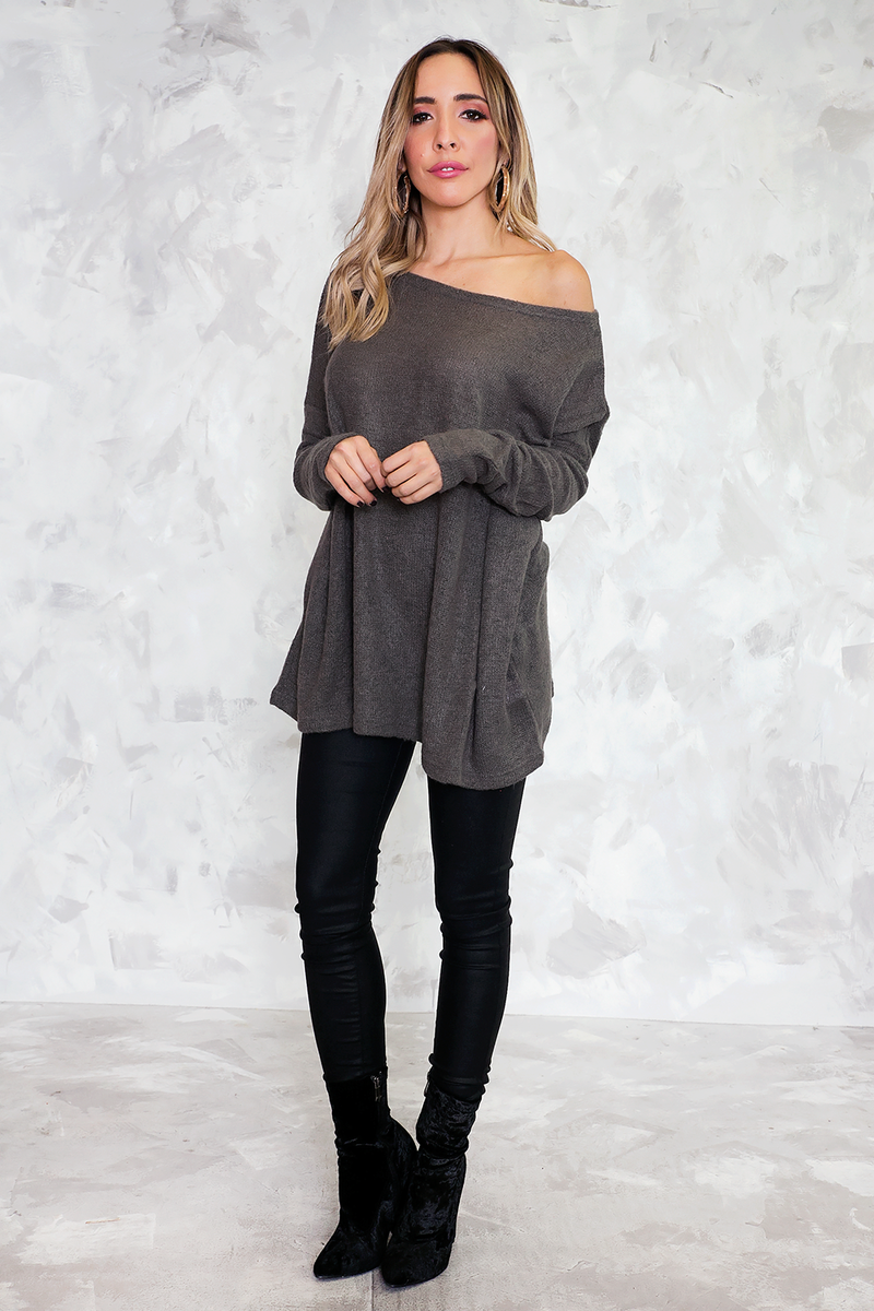 Basic Knit Sweater - Dark Grey