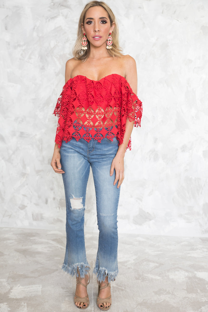 Off-Shoulder Crochet Top - Haute & Rebellious