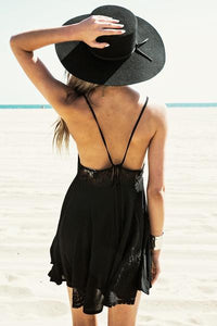 Lace Detail Mini Dress - Black