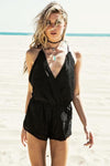 Lace Deep-V Romper - Black