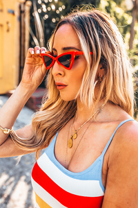 Retro Small Sunglasses - Red