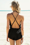 Lace Deep-V Romper - Black