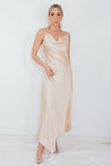 High Slit Satin Long Dress - Champagne
