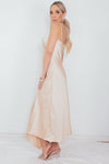 High Slit Satin Long Dress - Champagne