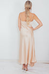 High Slit Satin Long Dress - Champagne