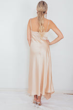 High Slit Satin Long Dress - Champagne