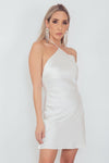 Halter Satin Dress - White