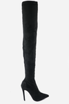 Thigh High Suede Boots - Black