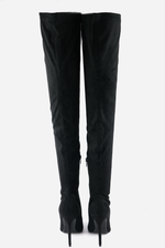 Thigh High Suede Boots - Black