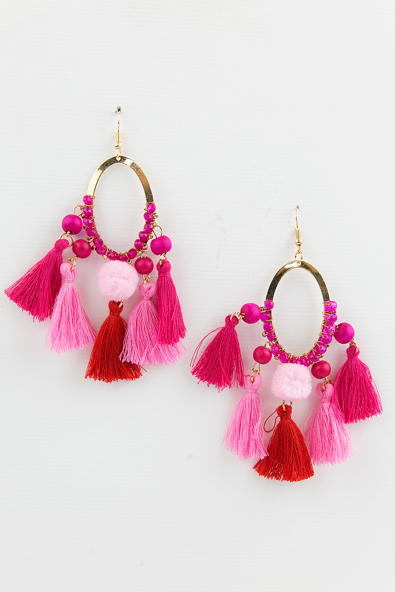 See You Fringe Earrings - Pink - Haute & Rebellious