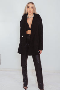 Terry Fur Coat Blazer - Black