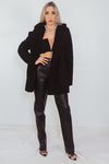 Terry Fur Coat Blazer - Black