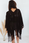 Playa Bonita Fringe Kimono - Black