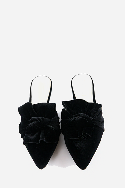 Velvet Loafers with Bow