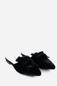 Velvet Loafers with Bow