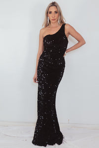 One-Shoulder Sequin Long Gown