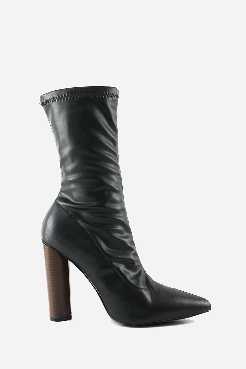 Leather Pointy Sock Boots Black Haute Rebellious