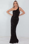 One-Shoulder Sequin Long Gown