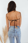 Heartless Open Back Crop Top - Black