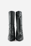Leather Pointy Sock Boots - Black