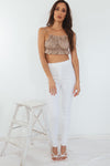 Fitted Stretch Denim Pants - White