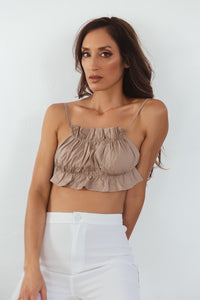 Heartless Open Back Crop Top - Taupe