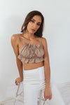 Heartless Open Back Crop Top - Taupe