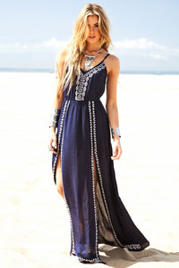 Malahna Tribal Linen Maxi - Navy - Haute & Rebellious