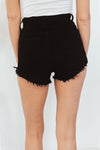 High-Waisted Stretch Denim Short - Black