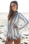 Skin & Stripes Deep-V Tie Romper /// ONLY 1-L LEFT/// - Haute & Rebellious