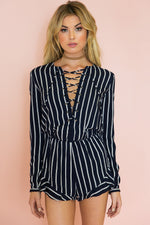 Cross The Line Lace-Up Romper - Haute & Rebellious