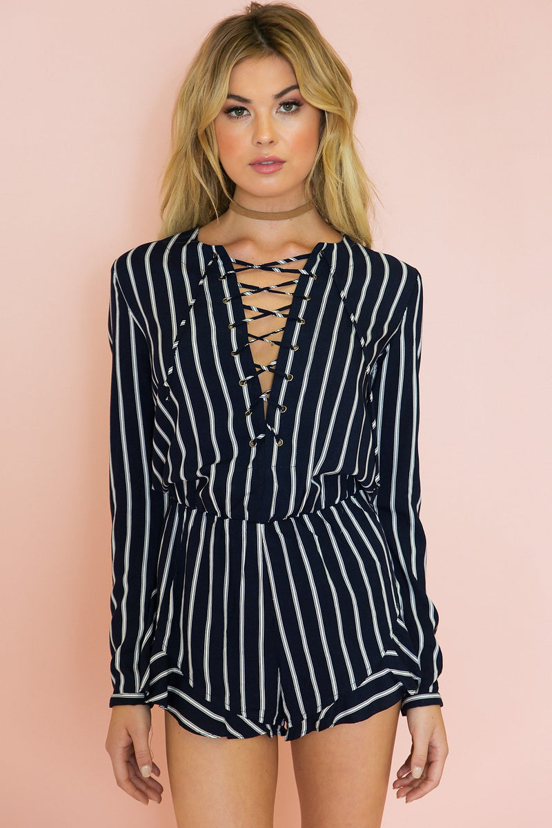 Cross The Line Lace-Up Romper - Haute & Rebellious