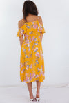 Floral Wrap Midi Dress - Yellow