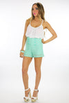 HIGH WAISTED LACE SHORTS - Mint - Haute & Rebellious