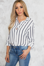 Boyfriend Striped Button-Up Shirt - Haute & Rebellious
