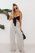 Striped Palazzo Pant with Tie Waist
