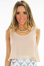 BASIC CHIFFON CROPPED TOP - Blush - Haute & Rebellious