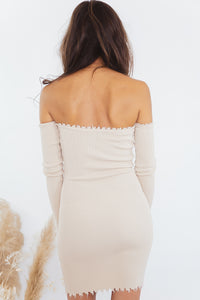 Shoulder Ribbed Dress with Keyhole Detail