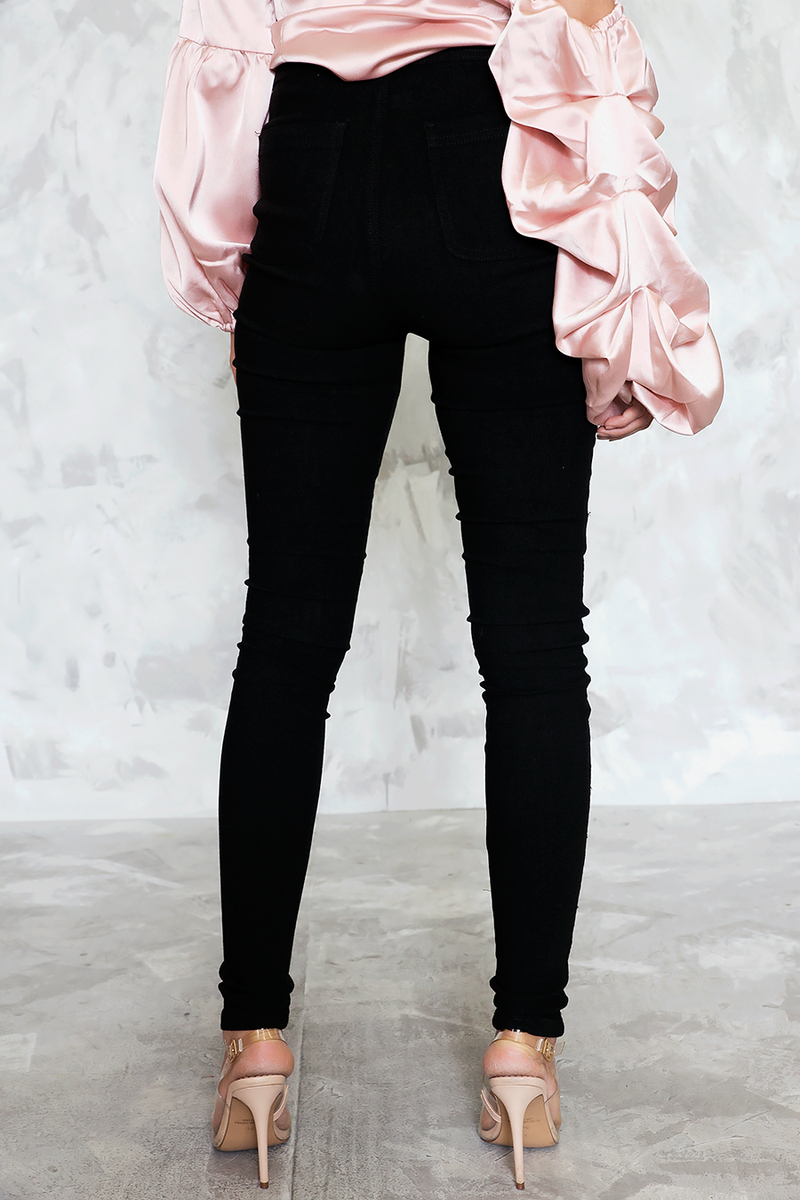 Fitted Stretch Pants - Black