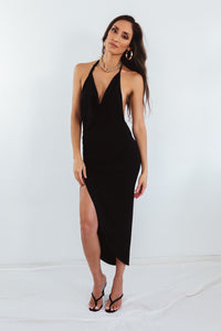 High-Slit Asymmetric Hem Dress