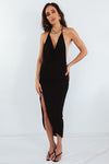 High-Slit Asymmetric Hem Dress