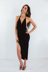 High-Slit Asymmetric Hem Dress