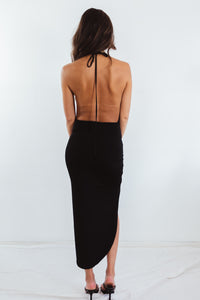 High-Slit Asymmetric Hem Dress