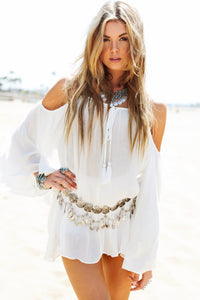 Trya Bell Sleeve Dress - White - Haute & Rebellious