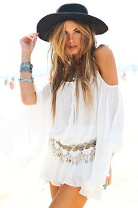 Trya Bell Sleeve Dress - White - Haute & Rebellious