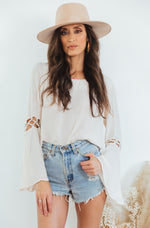 TANGLED SLEEVE CHIFFON BLOUSE - Cream