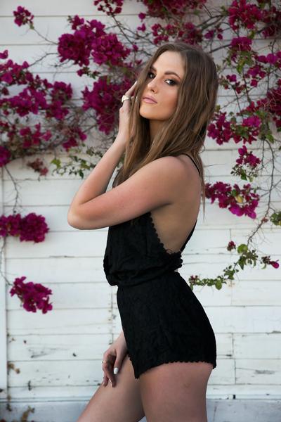 Lace Deep-V Romper - Black